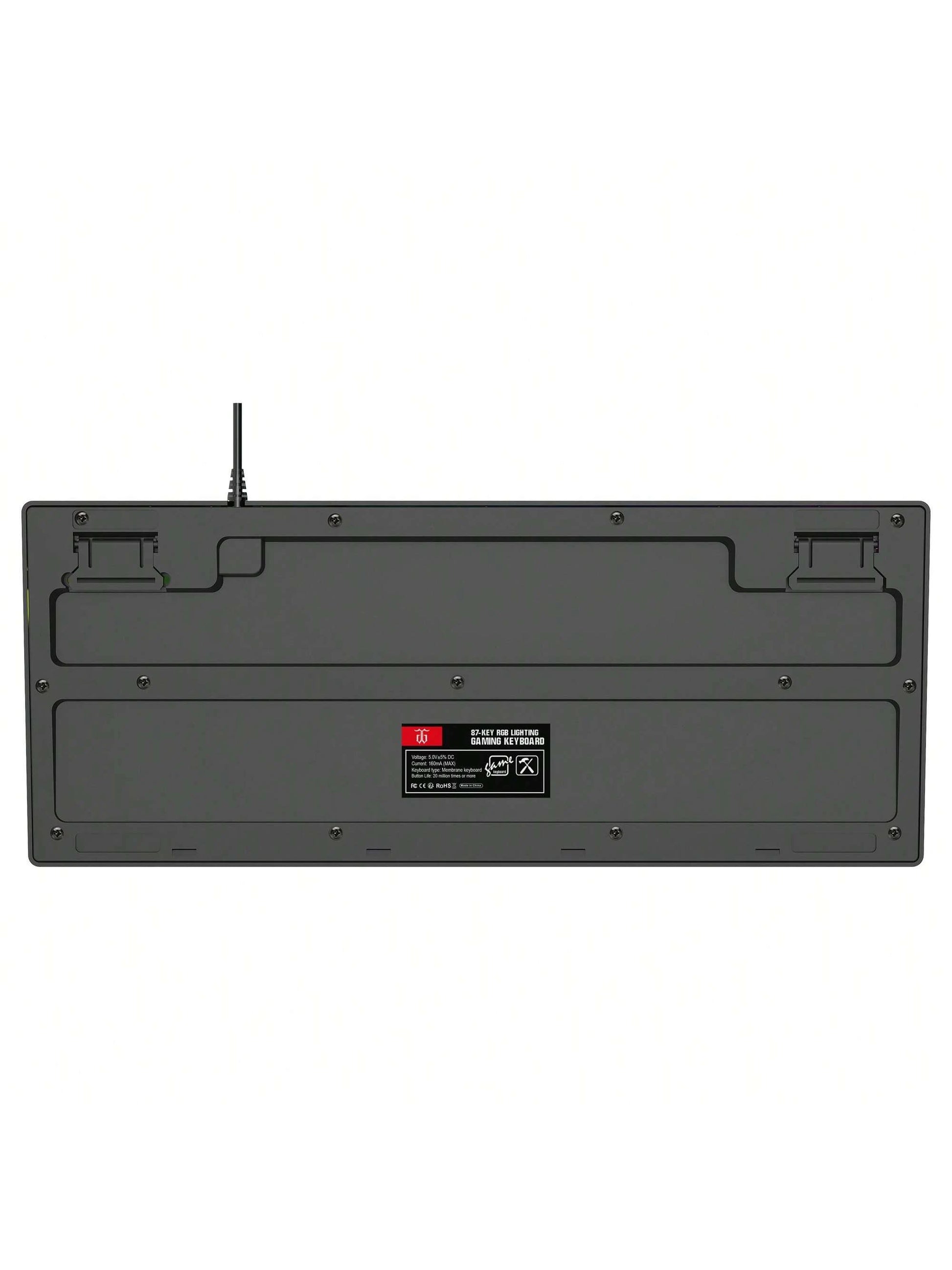 Snpurdiri Rgb Illuminated, Compact Gaming Keyboard, Usb Cable 87-Key Gaming Keyboard, Led Rainbow Backlit Keyboard, Membrane Keyboard, Suitable for Laptop, Pc Gaming, and Work Keyboard